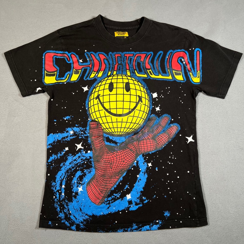 Chinatown Market Smiley‎ Originals T Shirt Mens M Black Hole All Over Print AOP